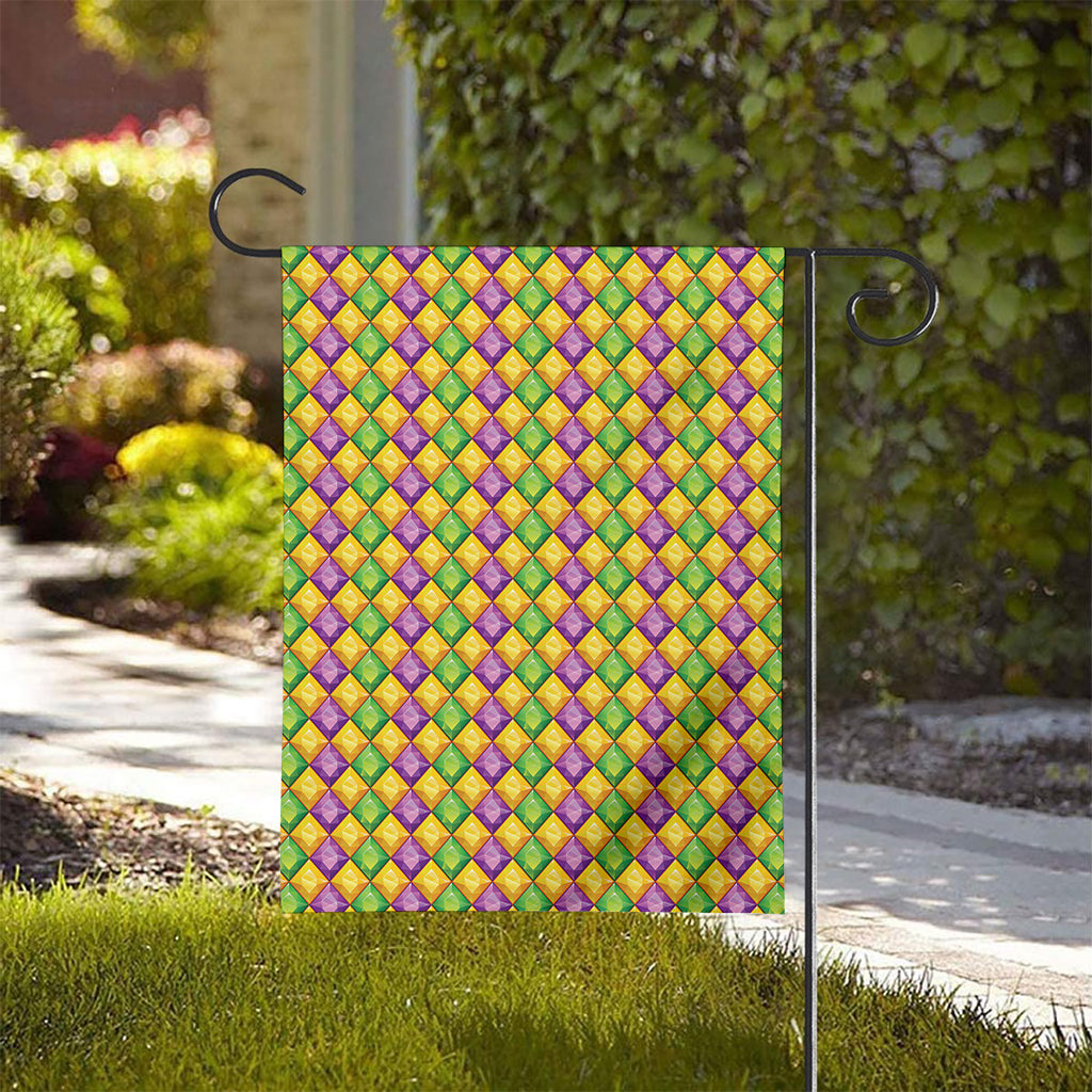 Mardi Gras Diamond Pattern Print House Flag