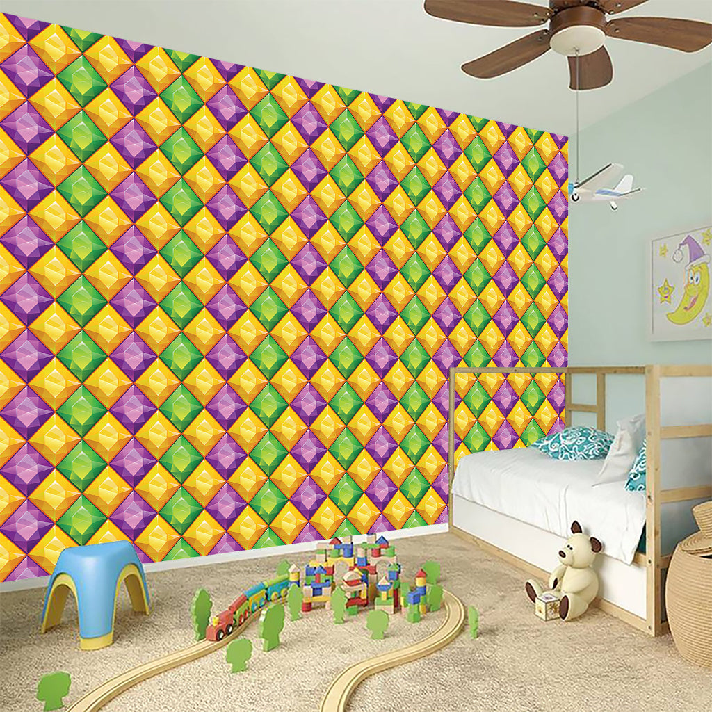 Mardi Gras Diamond Pattern Print Wall Sticker
