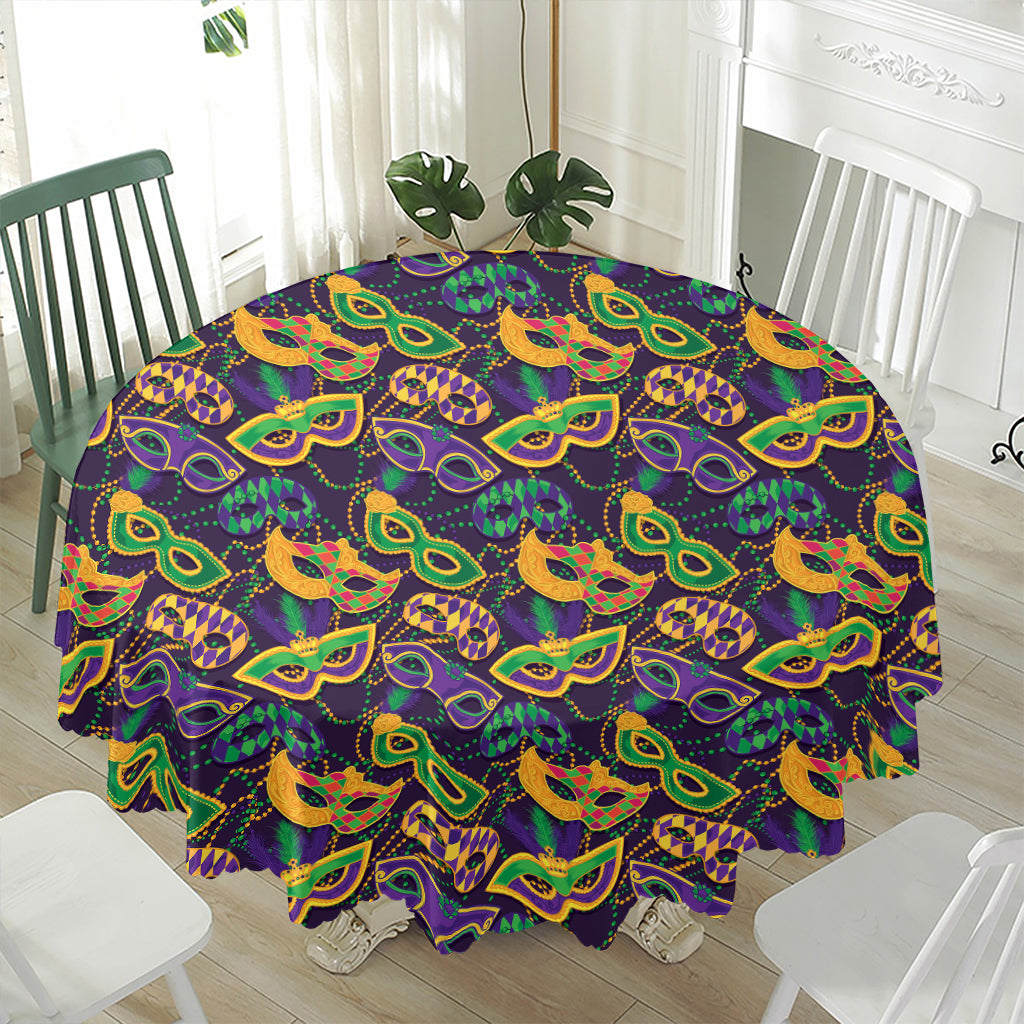 Mardi Gras Festival Pattern Print Waterproof Round Tablecloth