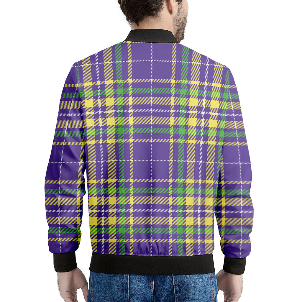 Mardi Gras Tartan Plaid Pattern Print Men's Bomber Jacket