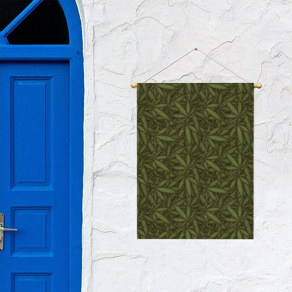 Marijuana Leaf Pattern Print Garden Flag
