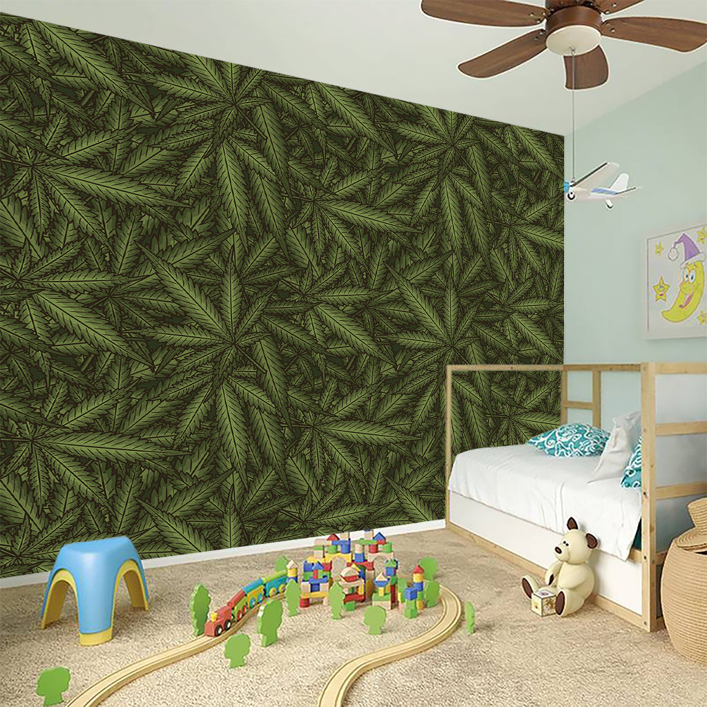 Marijuana Leaf Pattern Print Wall Sticker