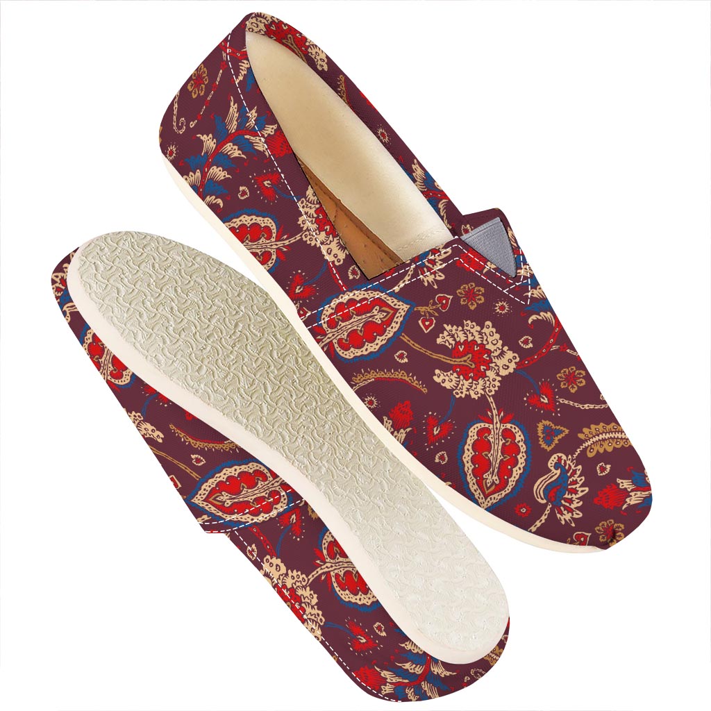 Maroon Vintage Bohemian Floral Print Casual Shoes