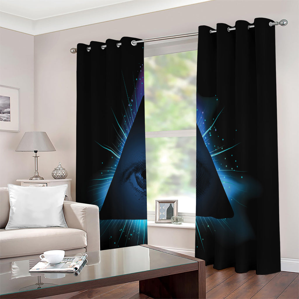 Masonic Eye All Seeing Print Extra Wide Grommet Curtains