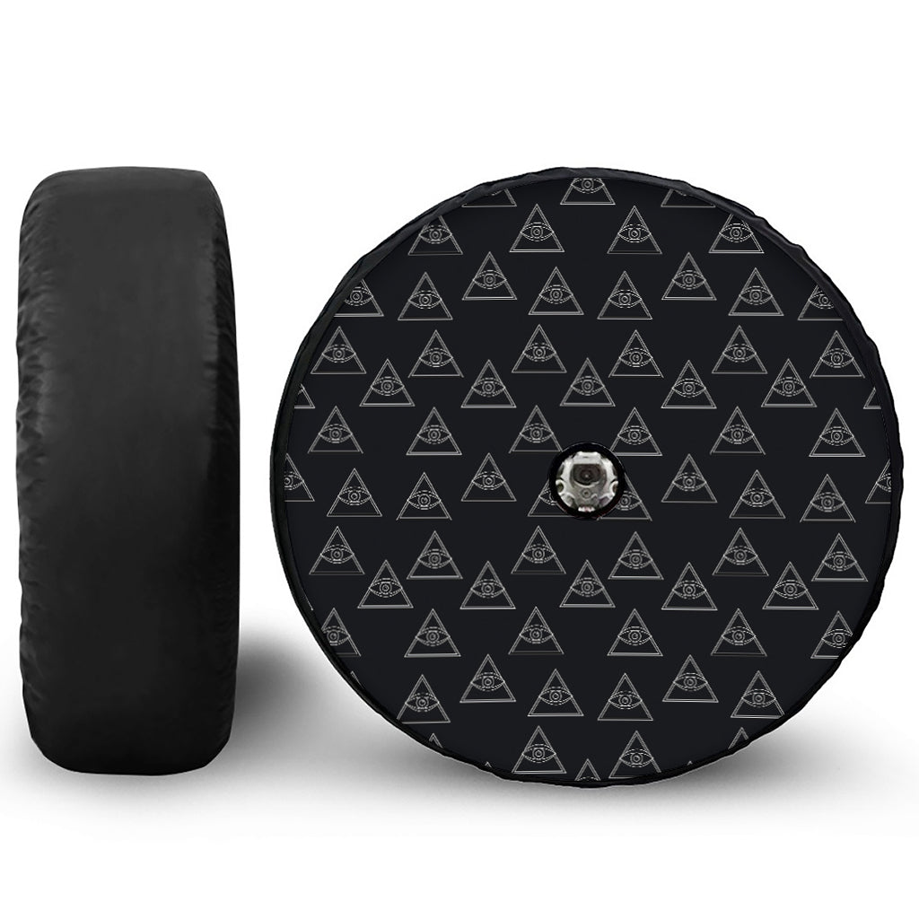 Masonic Eye Pattern Print Tire Cover With Camera Hole