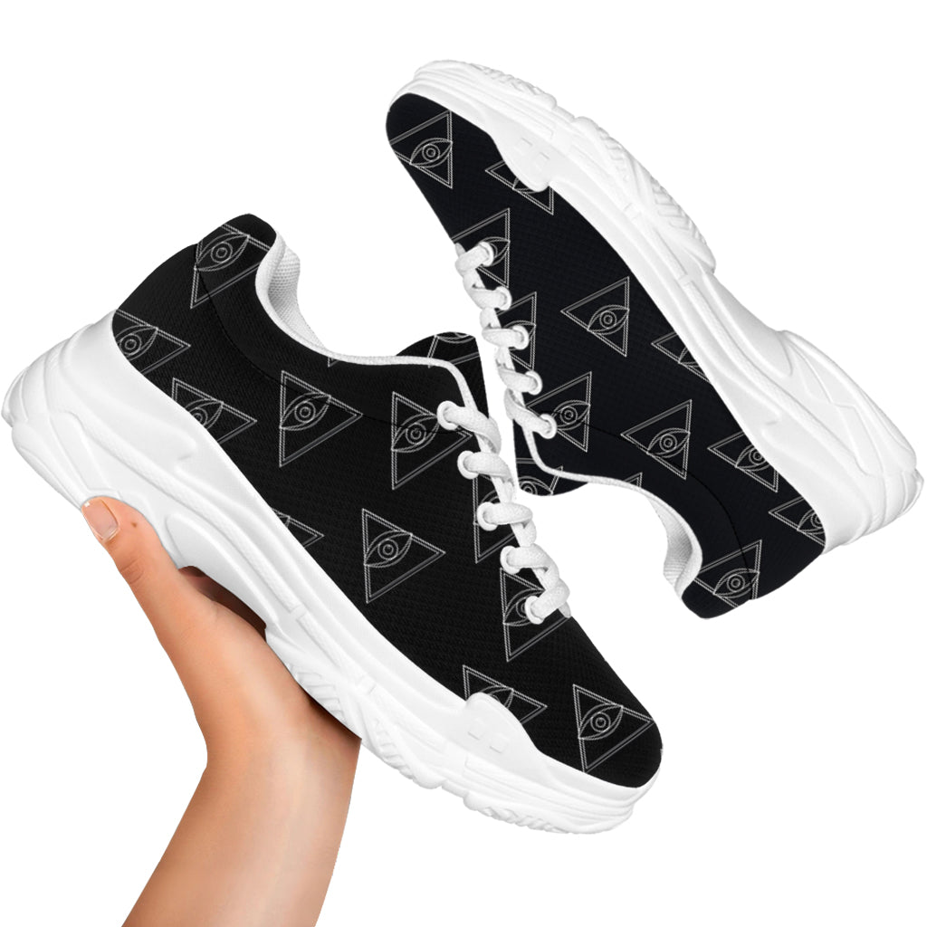 Masonic Eye Pattern Print White Chunky Shoes