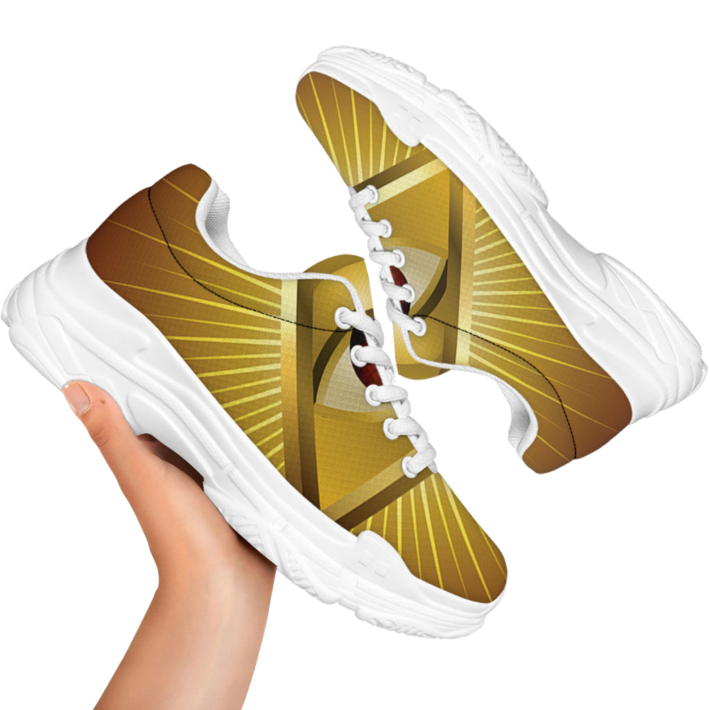 Masonic Eye Sight Print White Chunky Shoes