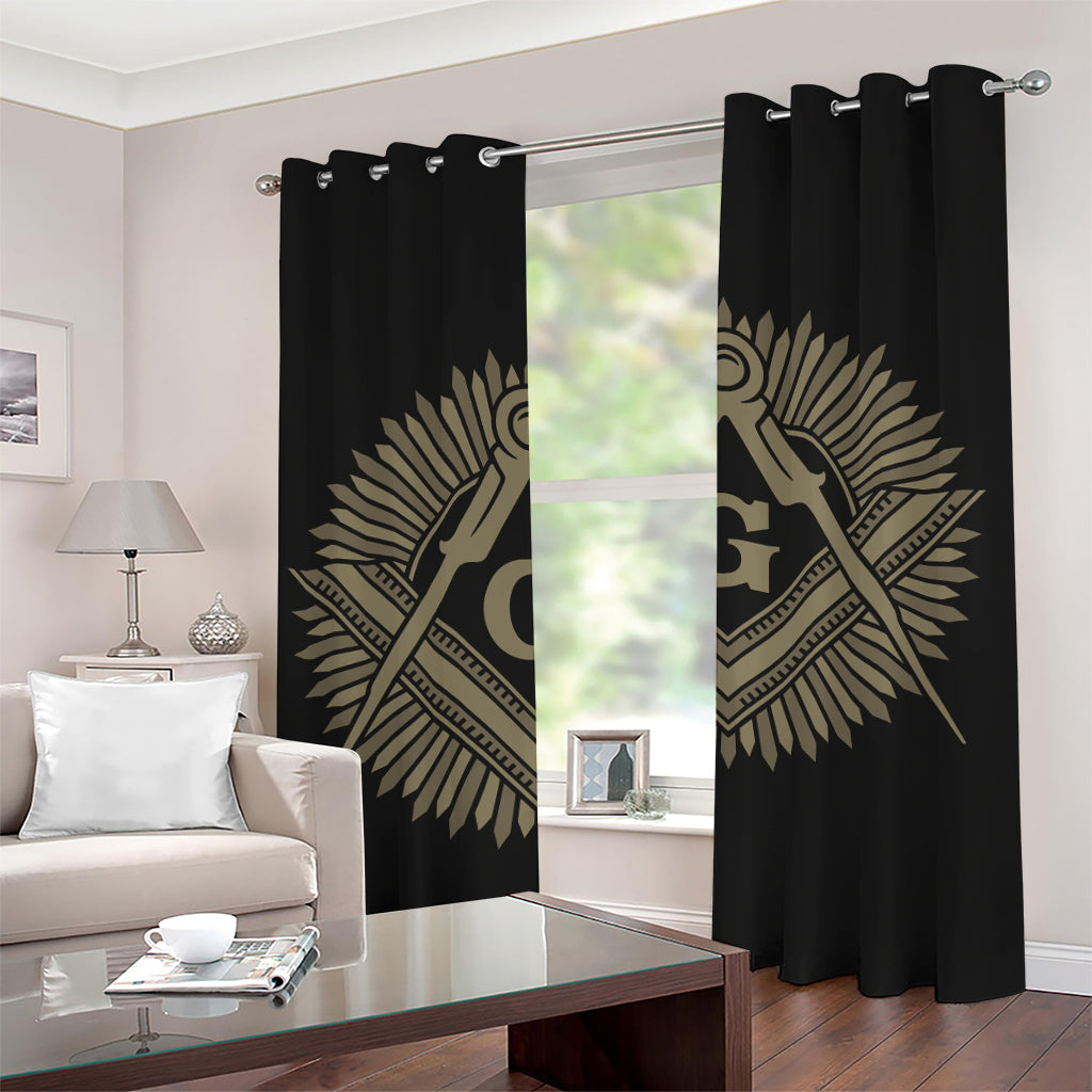 Masonic Freemasonry Print Grommet Curtains