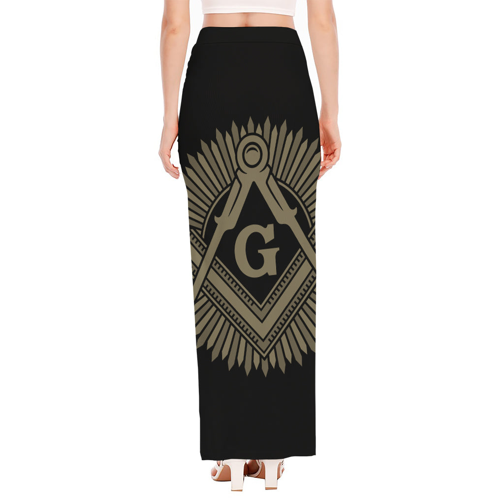 Masonic Freemasonry Print High Slit Maxi Skirt