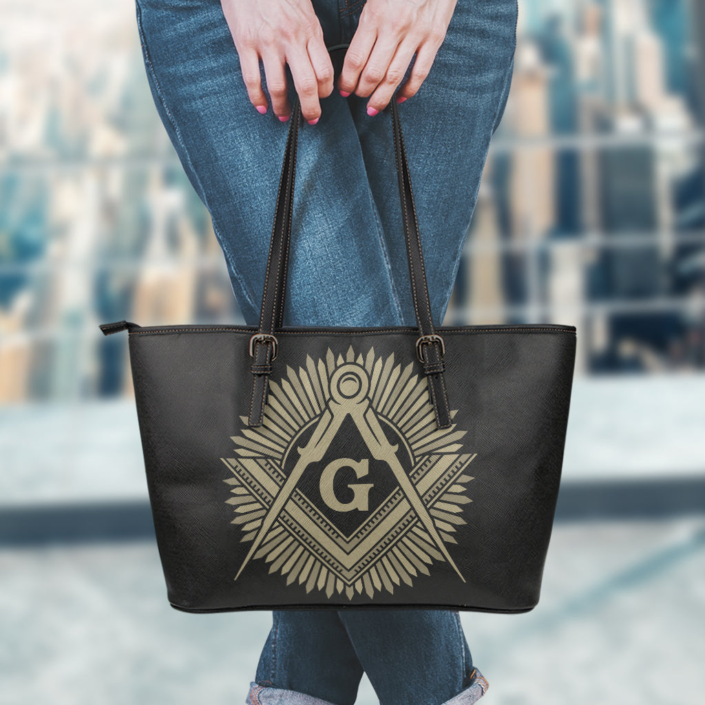 Masonic Freemasonry Print Leather Tote Bag