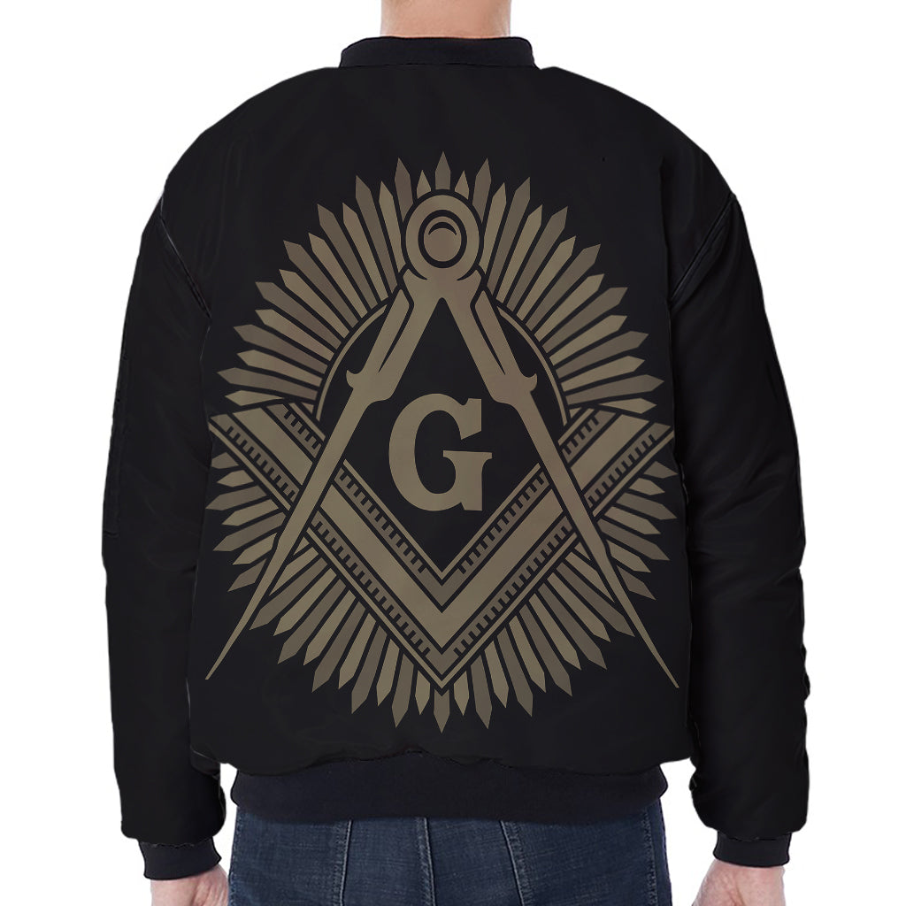 Masonic Freemasonry Print Zip Sleeve Bomber Jacket