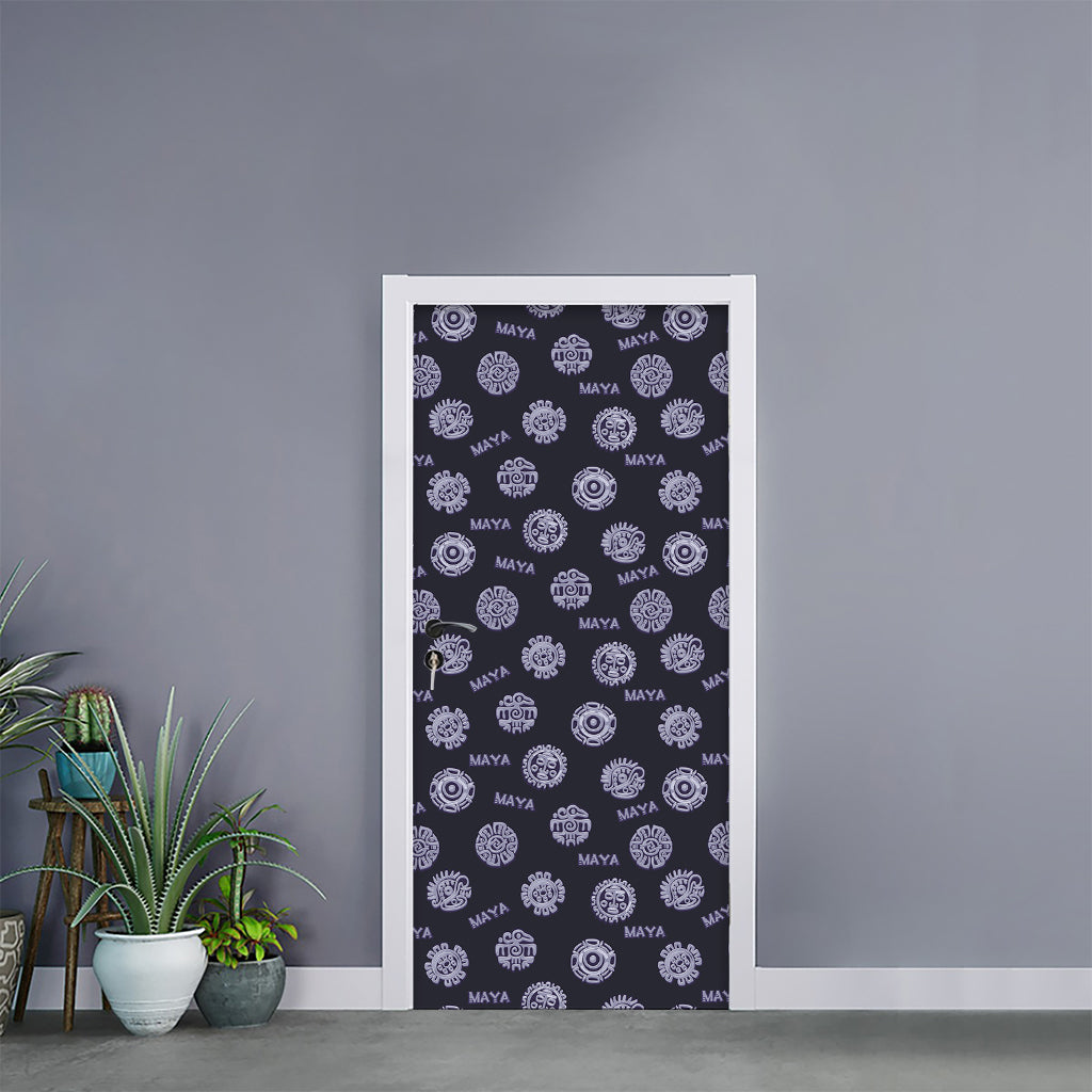 Maya Symbol Pattern Print Door Sticker