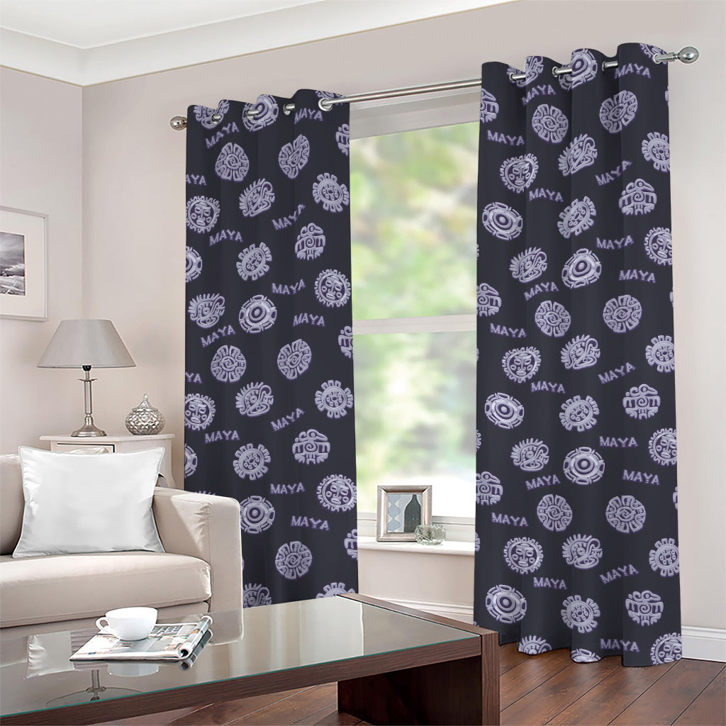 Maya Symbol Pattern Print Grommet Curtains