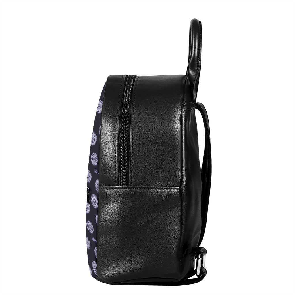 Maya Symbol Pattern Print Leather Backpack