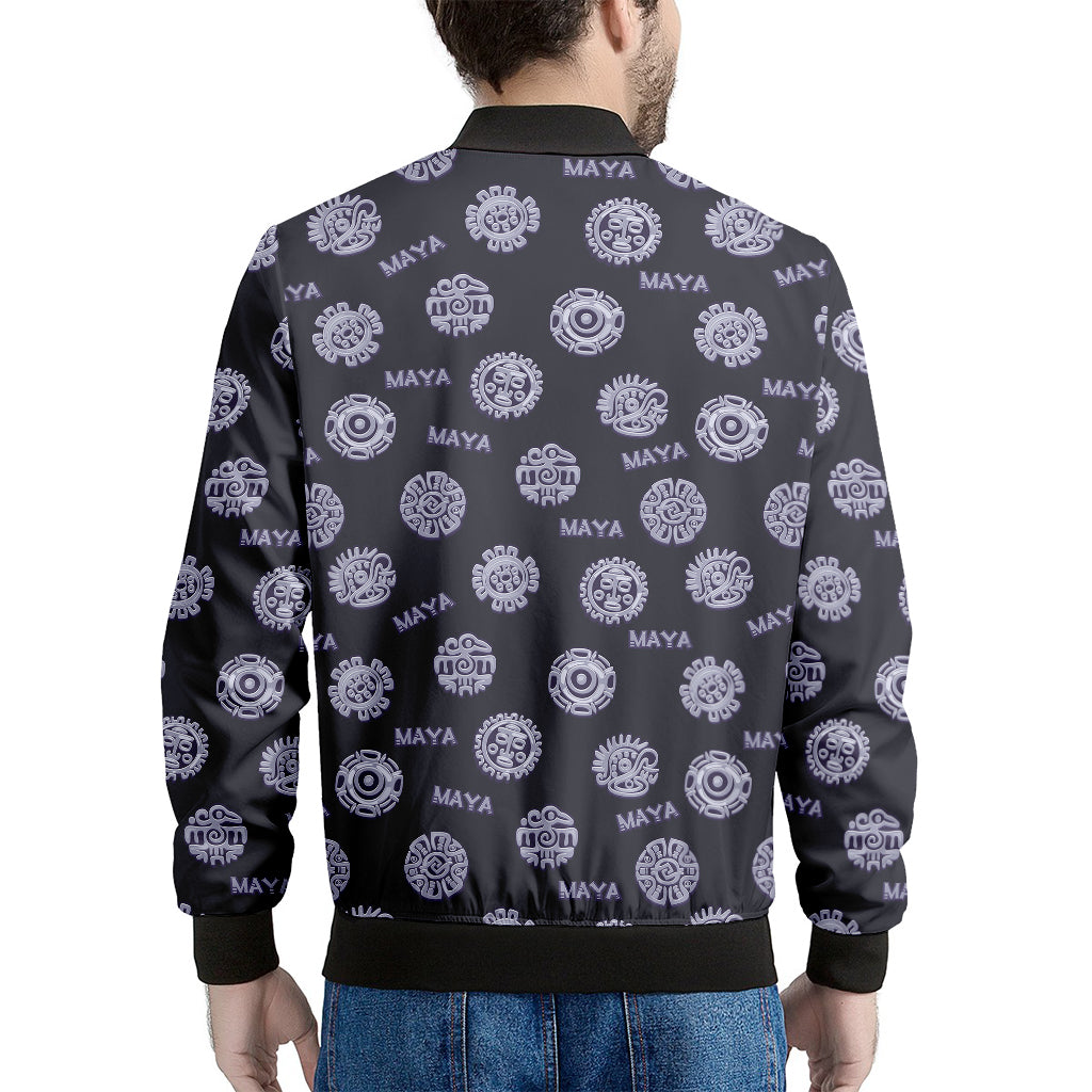 Maya Symbol Pattern Print Men's Bomber Jacket