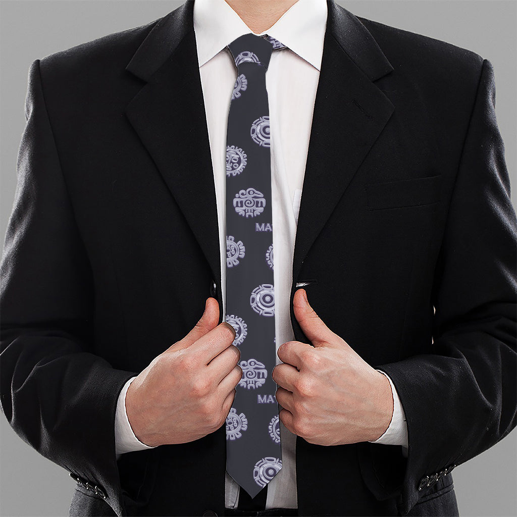 Maya Symbol Pattern Print Necktie