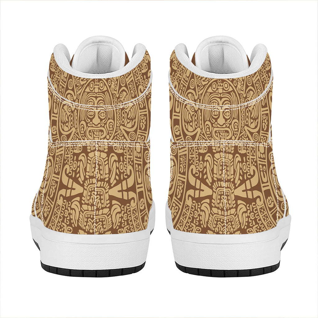 Mayan Calendar Print High Top Leather Sneakers