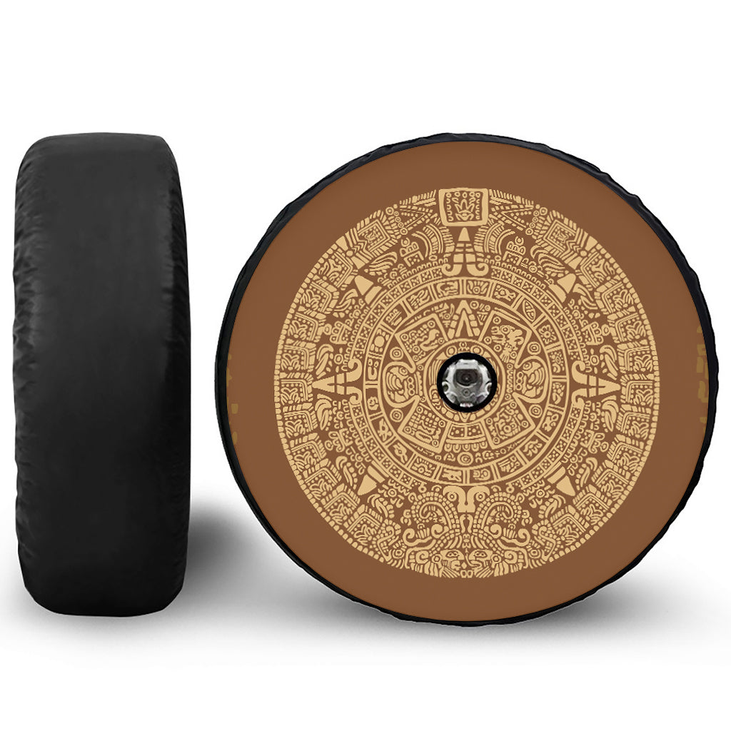 Mayan Calendar Print Tire Cover With Camera Hole