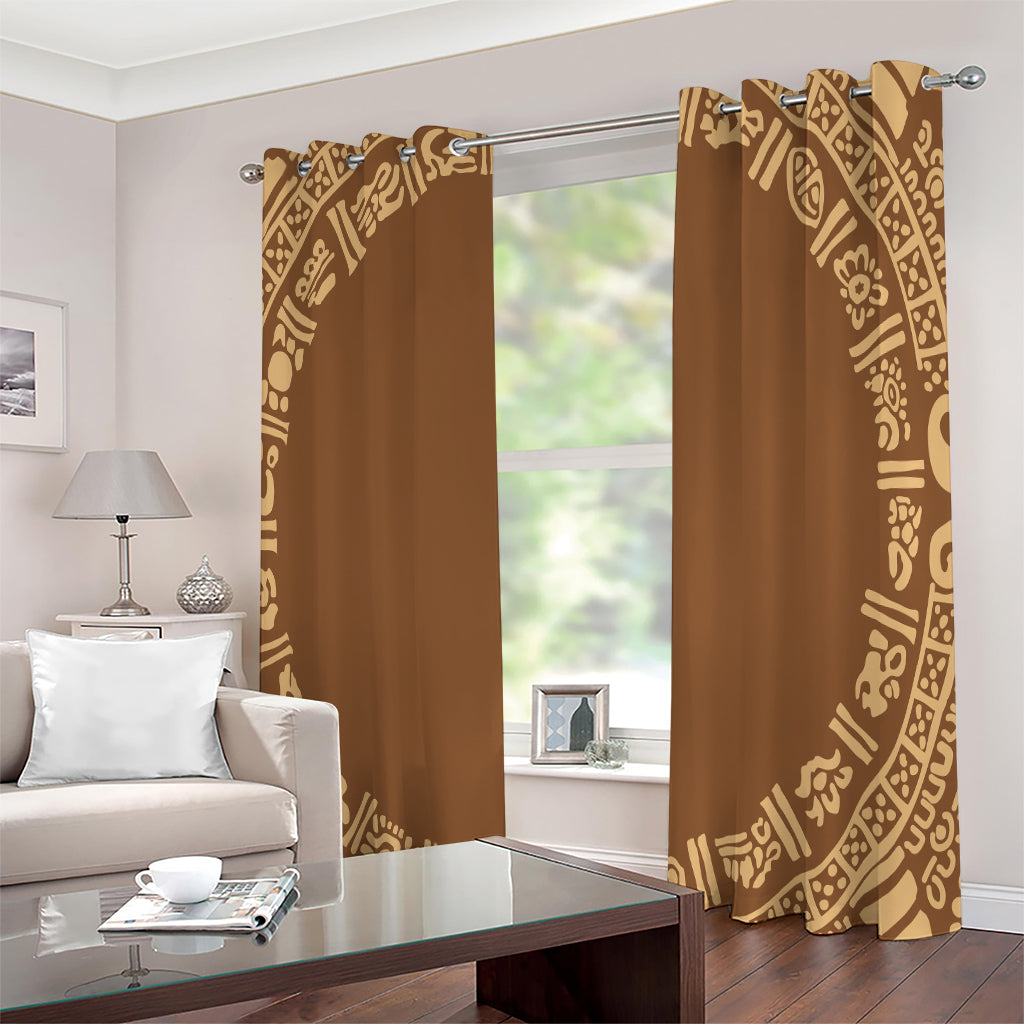Mayan Circle Symbol Print Extra Wide Grommet Curtains