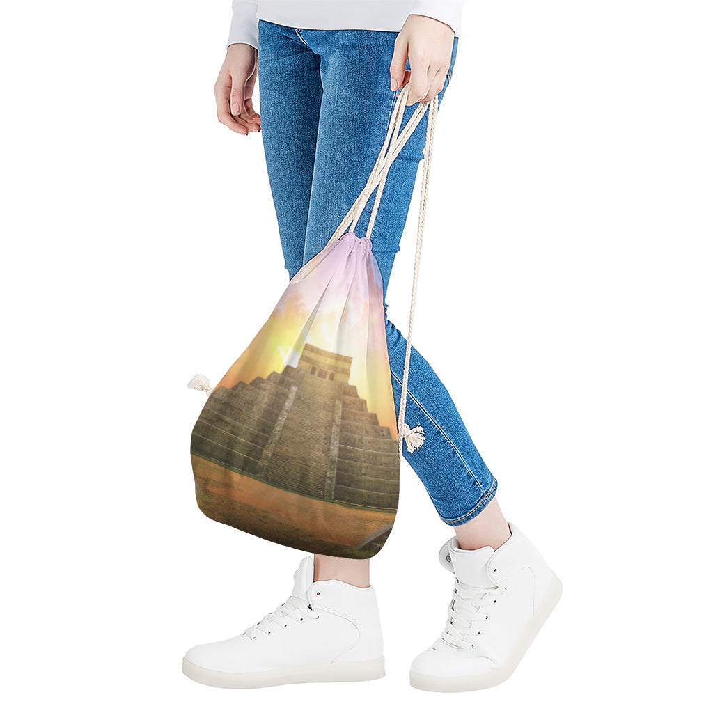 Mayan Civilization Print Drawstring Bag