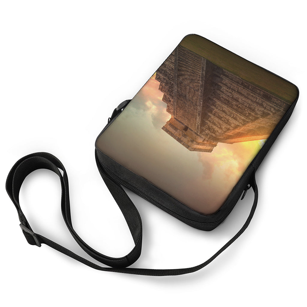 Mayan Pyramid Print Rectangular Crossbody Bag