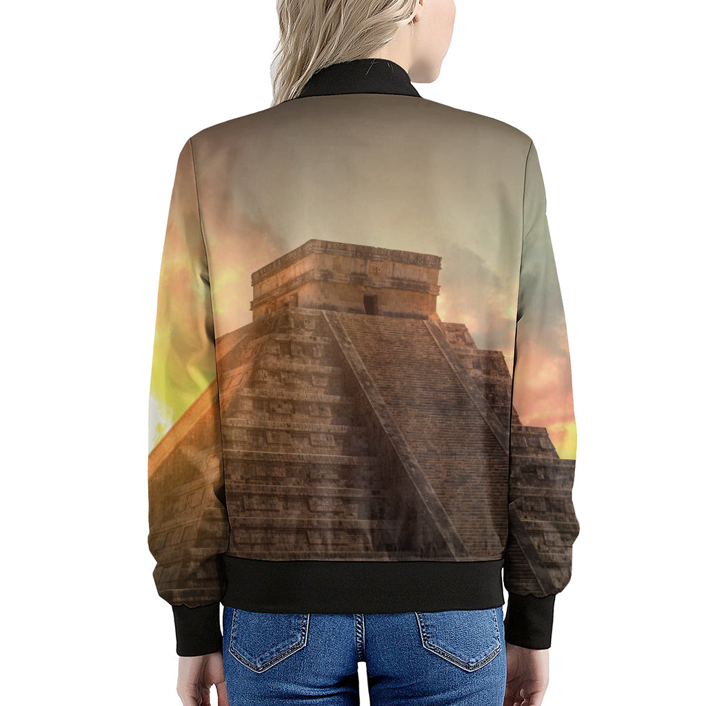 Mayan Pyramid Print Women's Bomber Jacket
