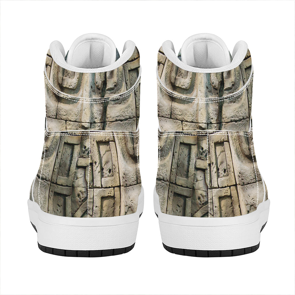 Mayan Stone Print High Top Leather Sneakers