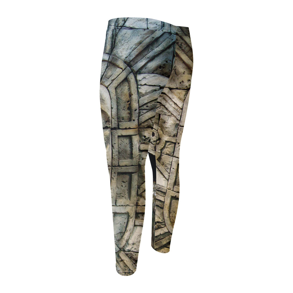 Mayan Stone Print Men's Compression Pants