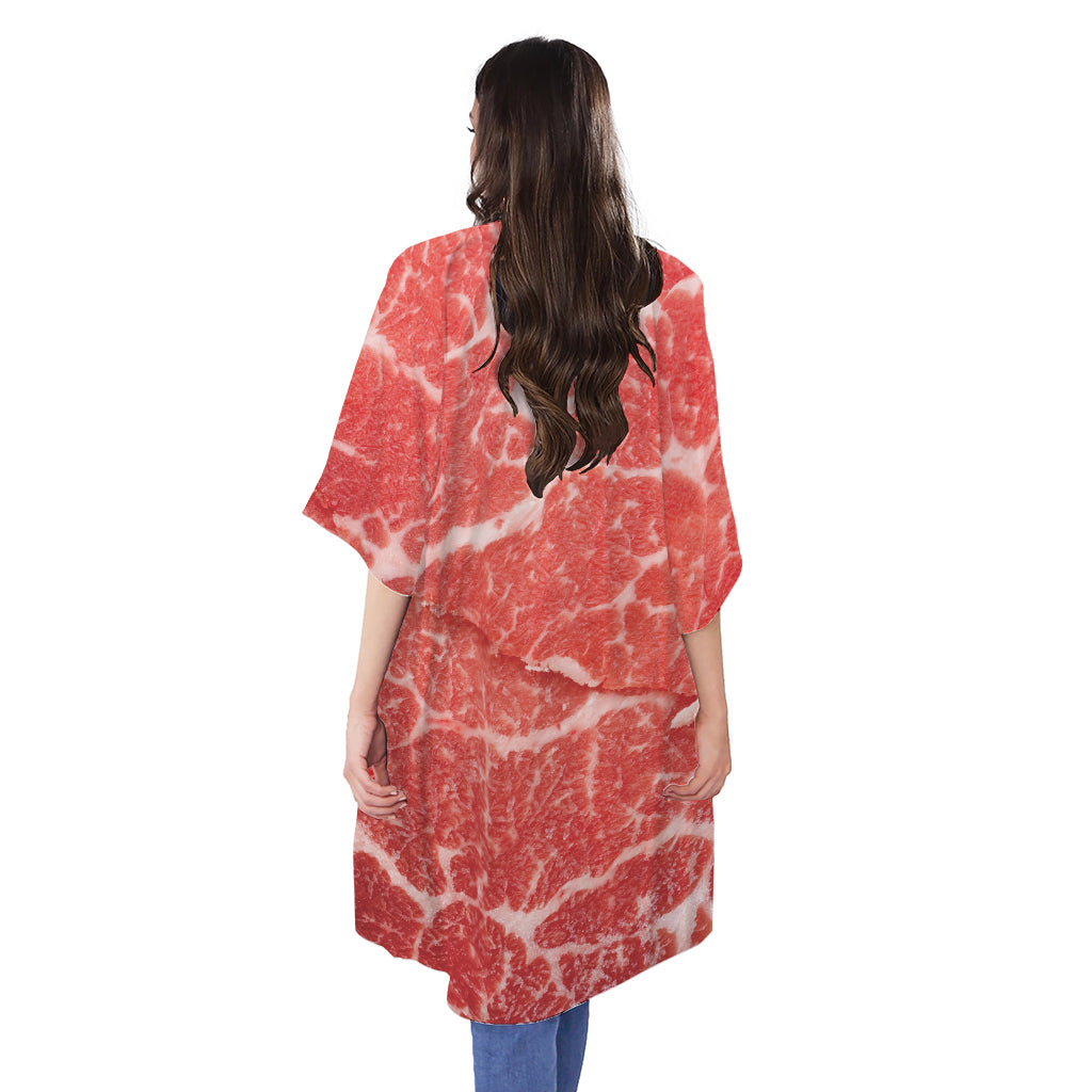 Meat Print Open Front Beach Cover Up