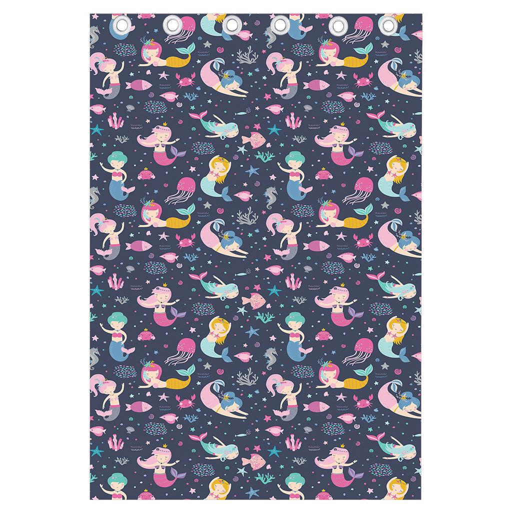 Mermaid Cartoon Pattern Print Curtain