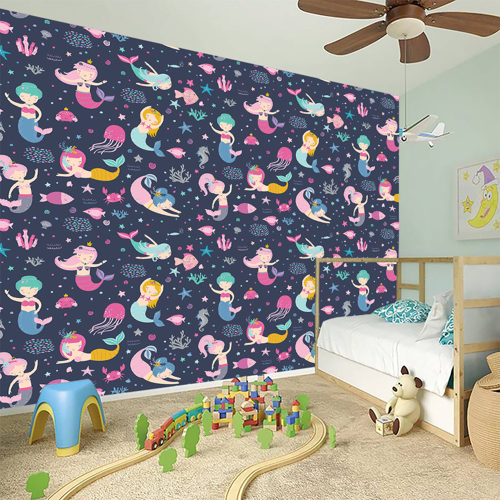 Mermaid Cartoon Pattern Print Wall Sticker
