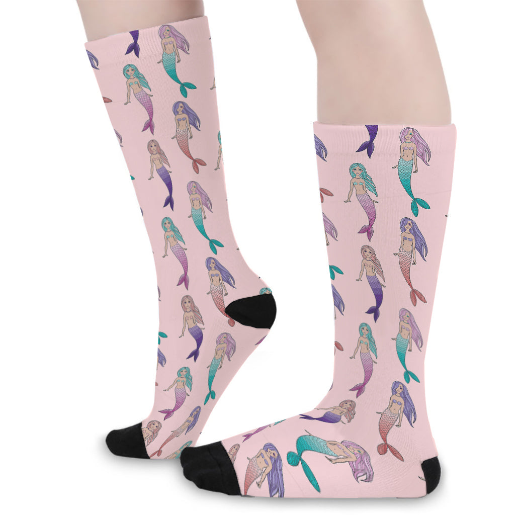 Mermaid Girls Pattern Print Long Socks