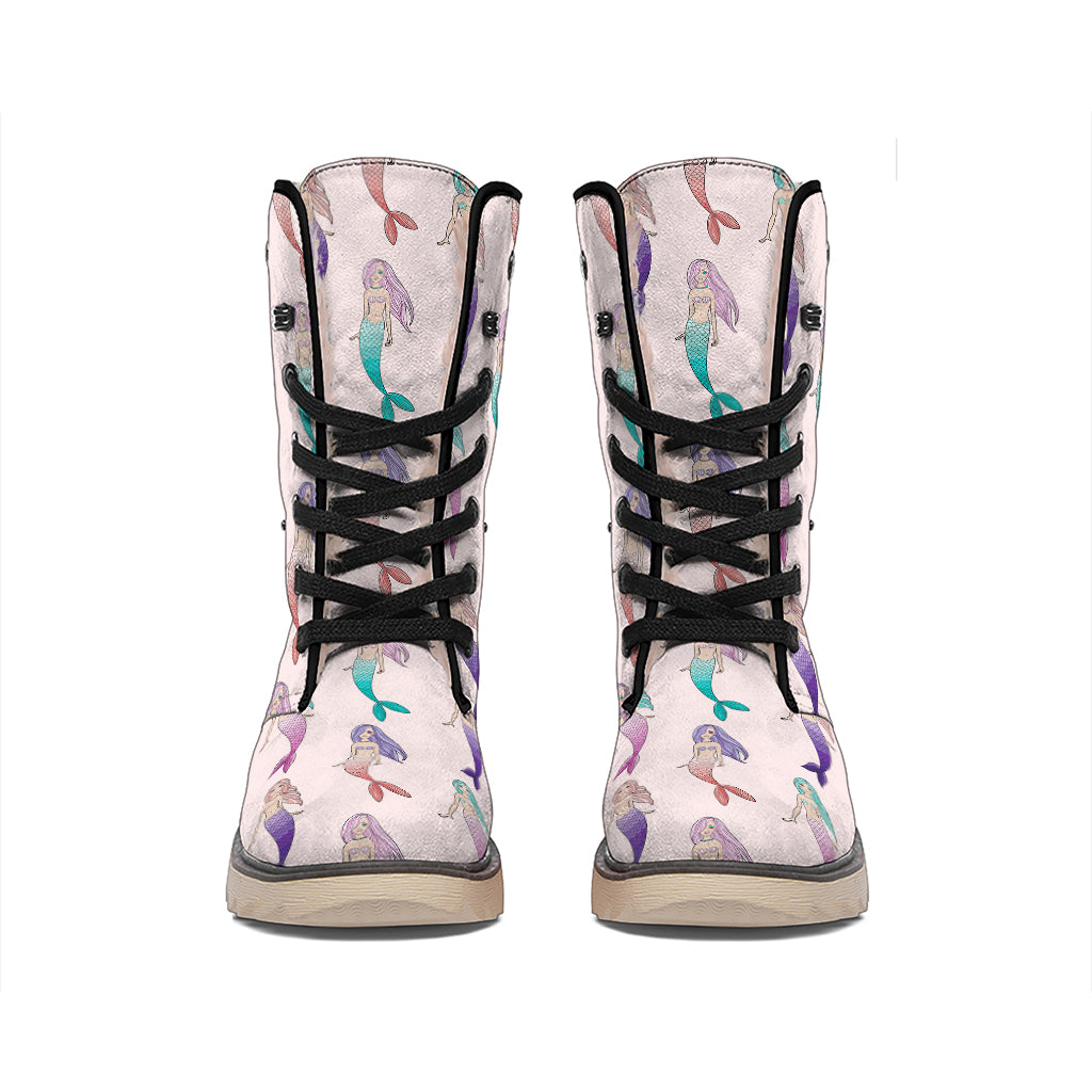 Mermaid Girls Pattern Print Winter Boots