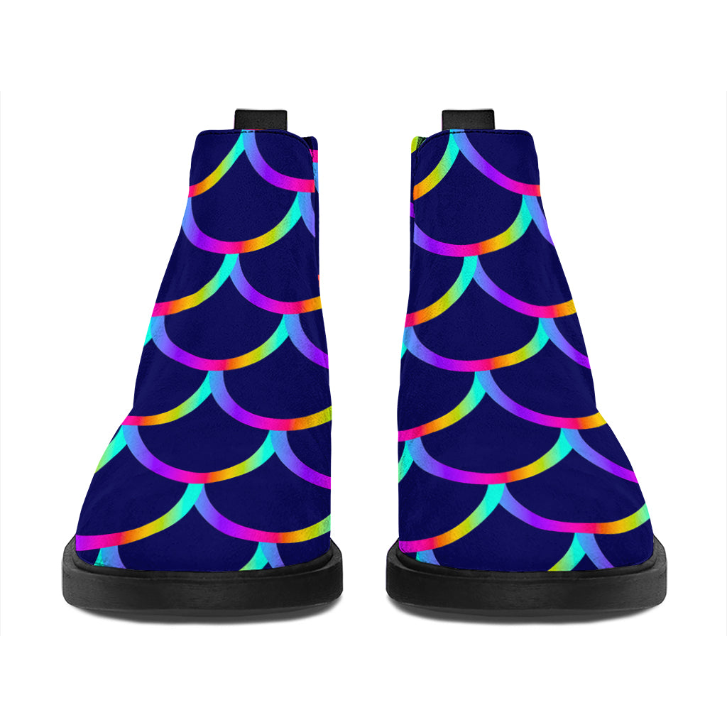 Mermaid Scales Pattern Print Flat Ankle Boots