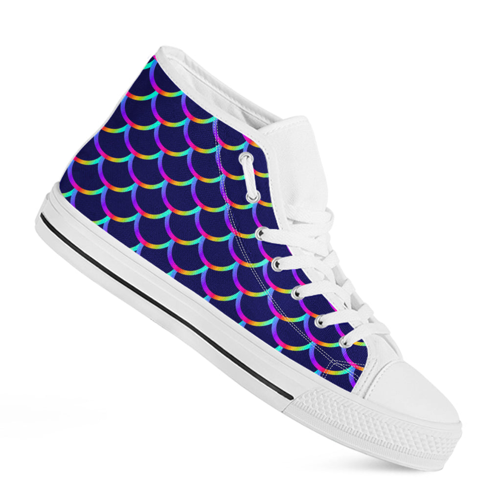 Mermaid Scales Pattern Print White High Top Sneakers