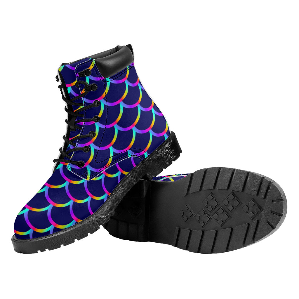 Mermaid Scales Pattern Print Work Boots