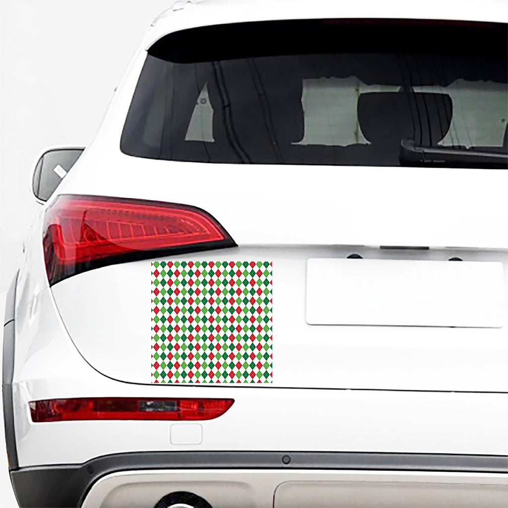 Merry Christmas Argyle Pattern Print Car Sticker