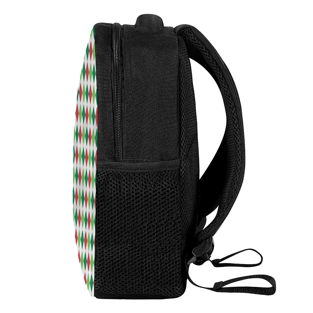 Merry Christmas Argyle Pattern Print Casual Backpack