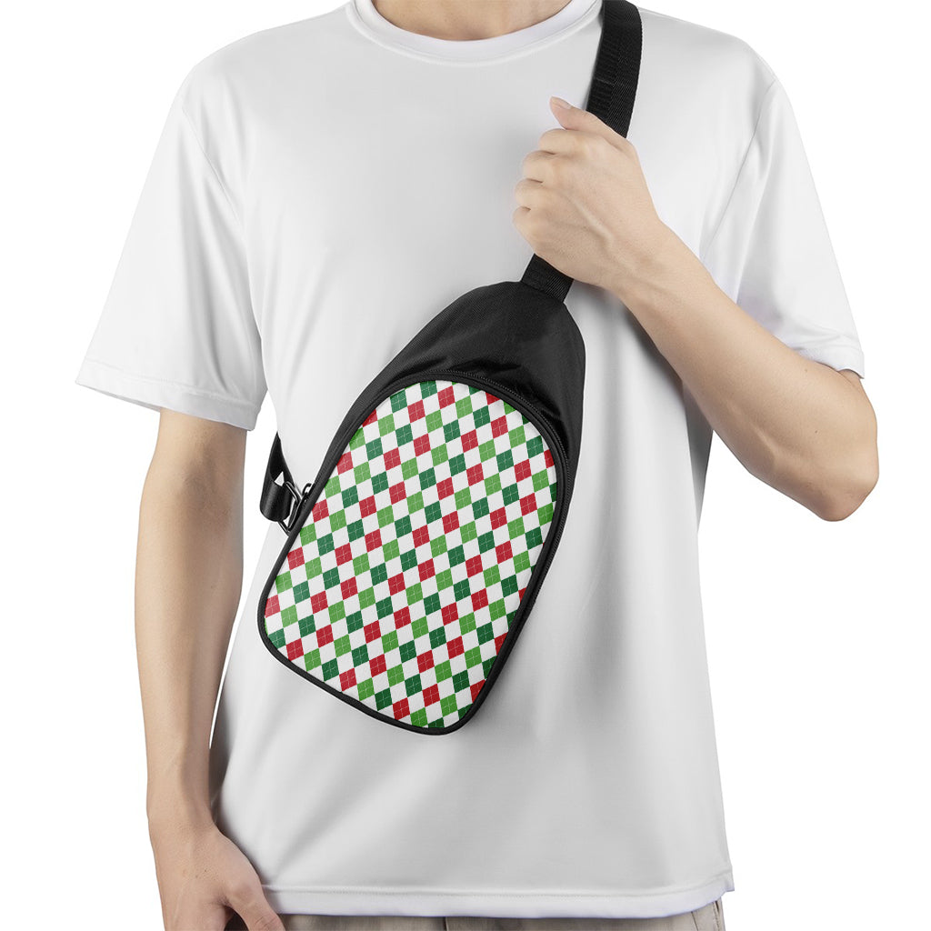Merry Christmas Argyle Pattern Print Chest Bag