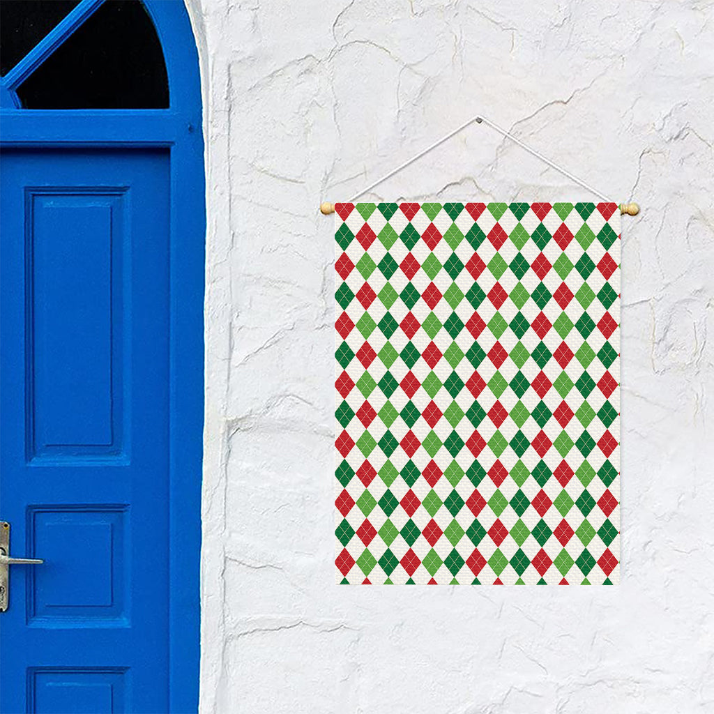 Merry Christmas Argyle Pattern Print Garden Flag