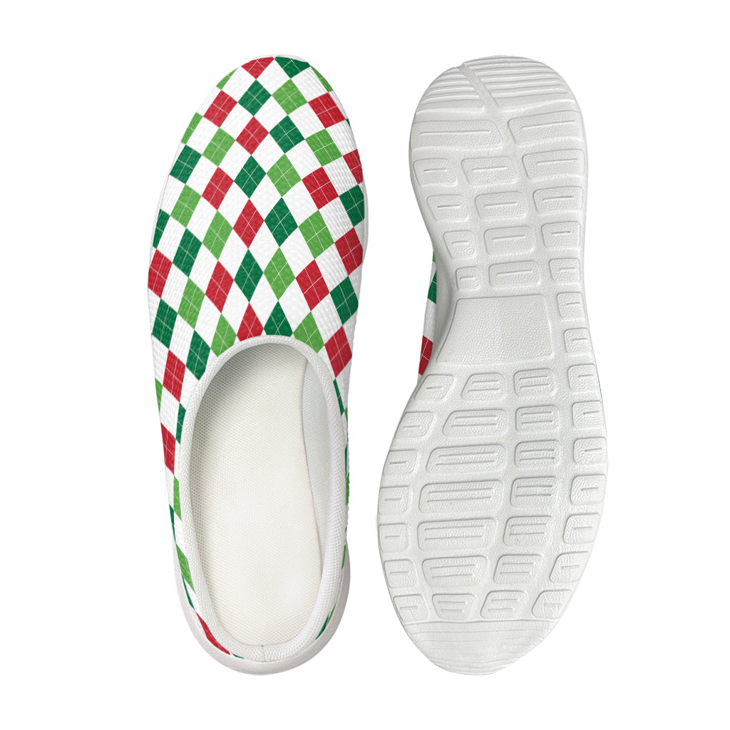 Merry Christmas Argyle Pattern Print Mesh Casual Shoes