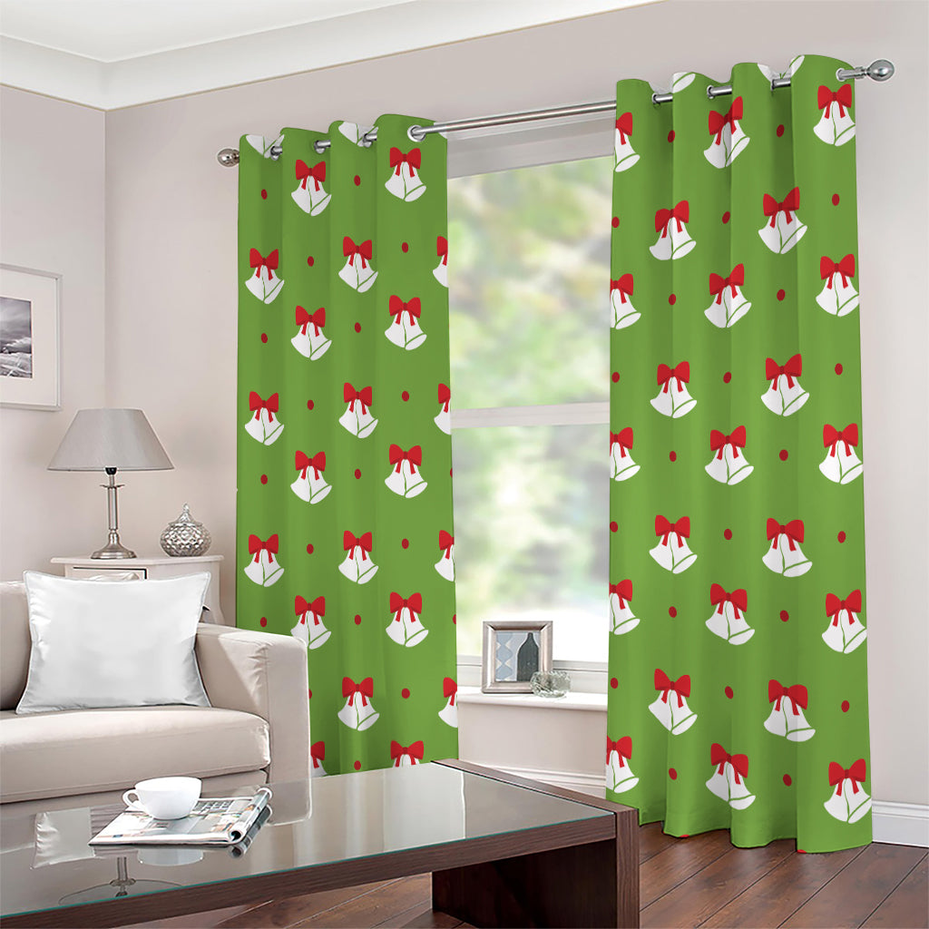 Merry Christmas Bells Pattern Print Extra Wide Grommet Curtains