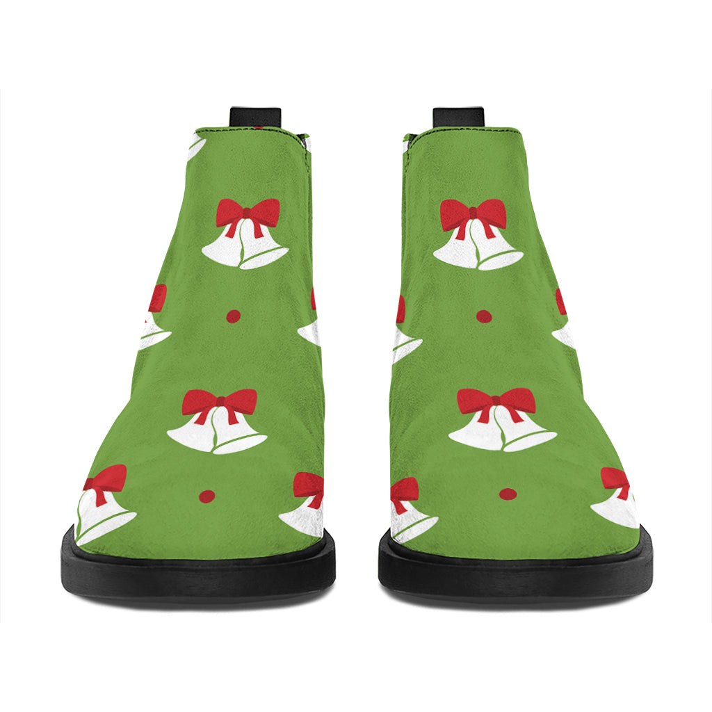 Merry Christmas Bells Pattern Print Flat Ankle Boots