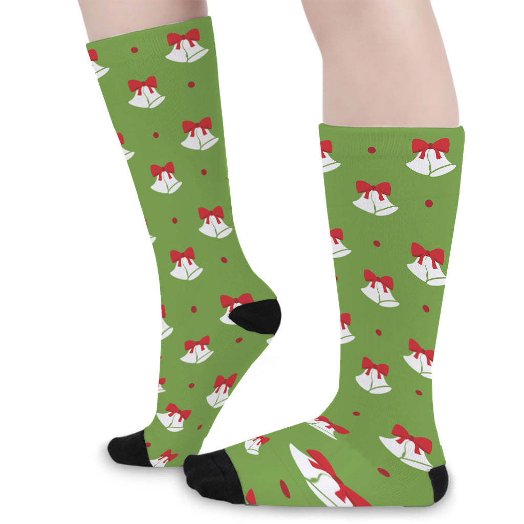 Merry Christmas Bells Pattern Print Long Socks