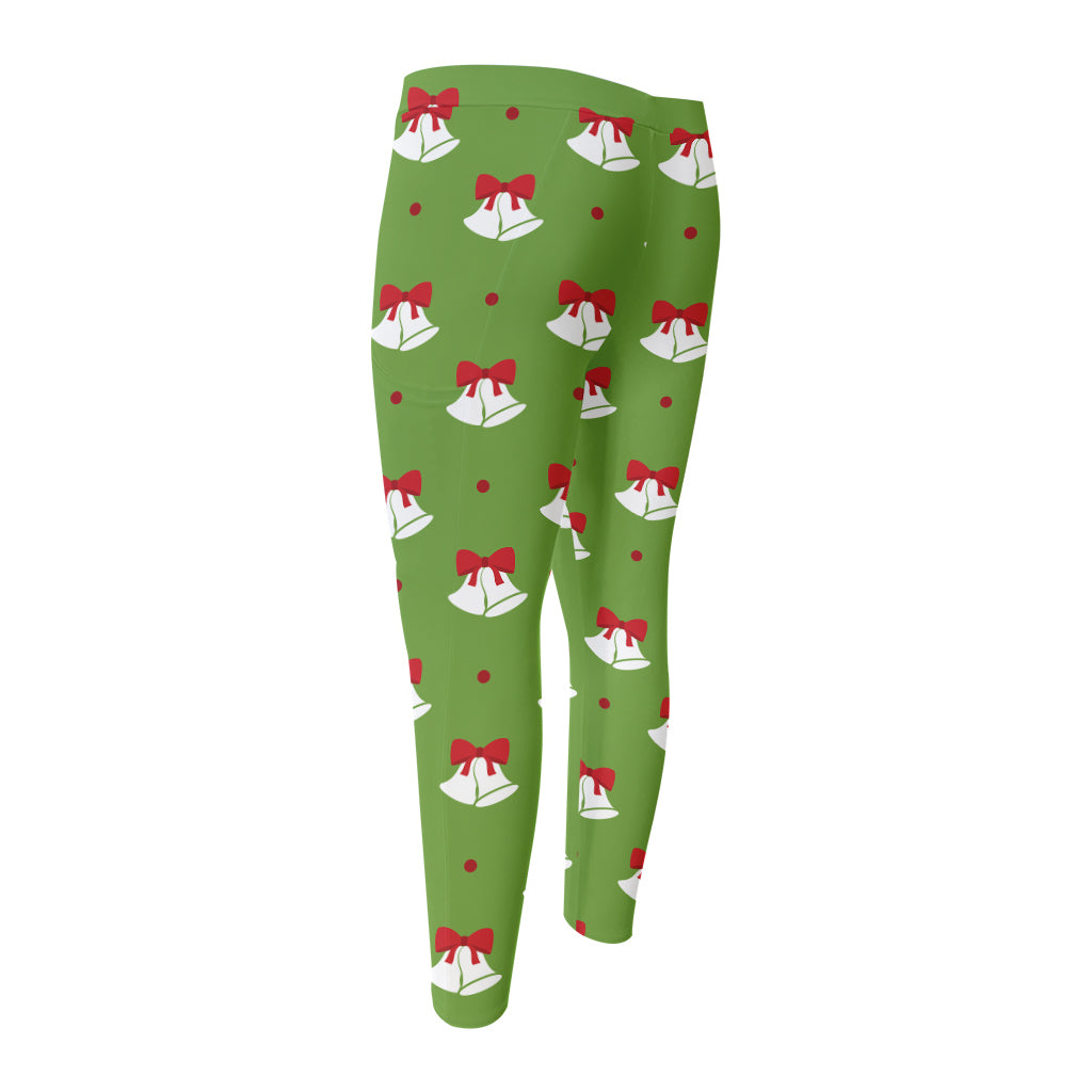 Merry Christmas Bells Pattern Print Men's Compression Pants