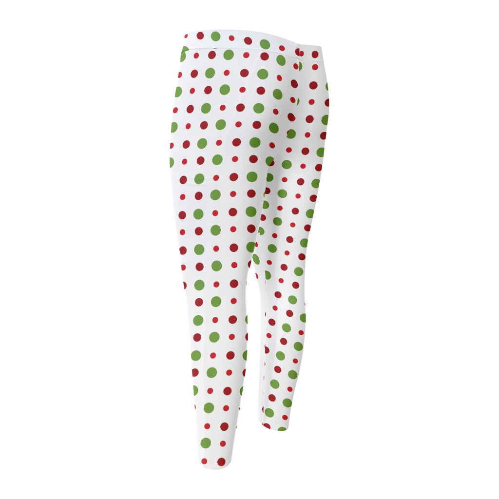 Merry Christmas Dots Pattern Print Men's Compression Pants