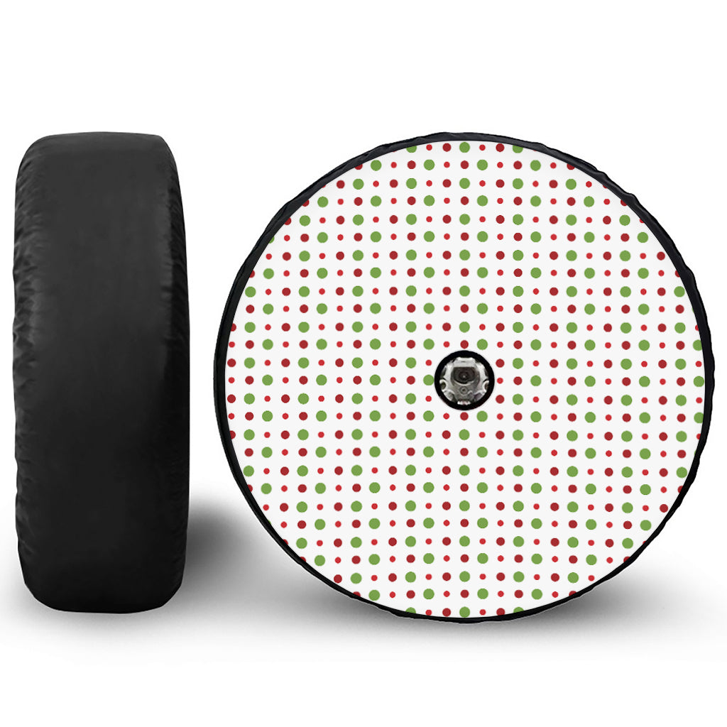 Merry Christmas Dots Pattern Print Tire Cover With Camera Hole