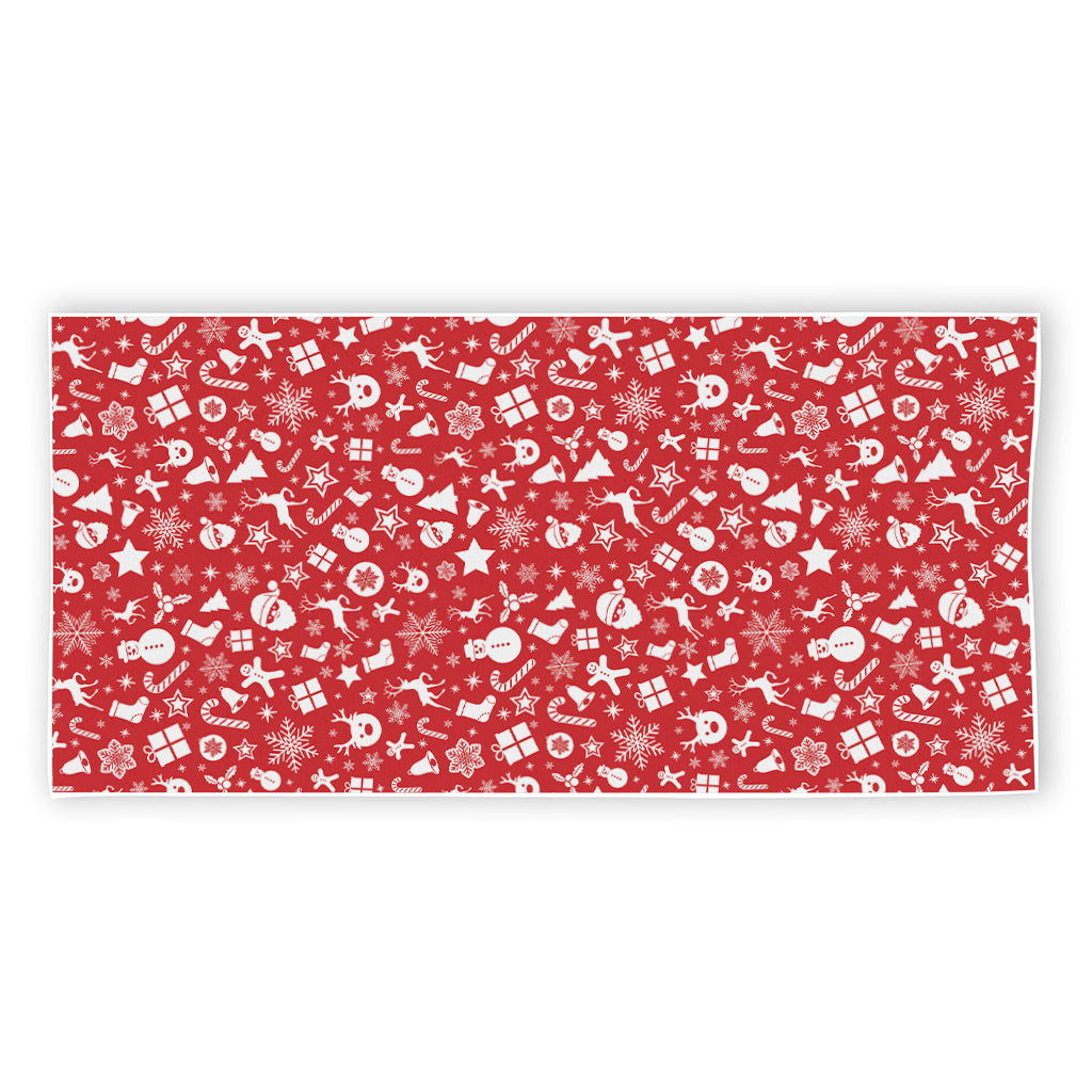 Merry Christmas Elements Pattern Print Beach Towel