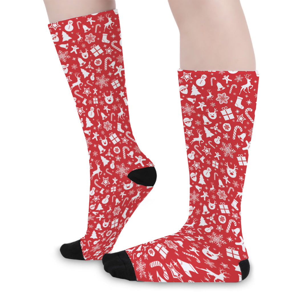 Merry Christmas Elements Pattern Print Long Socks