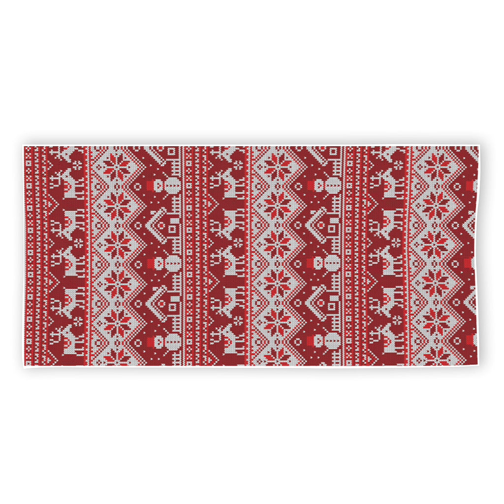Merry Christmas Knitted Pattern Print Beach Towel